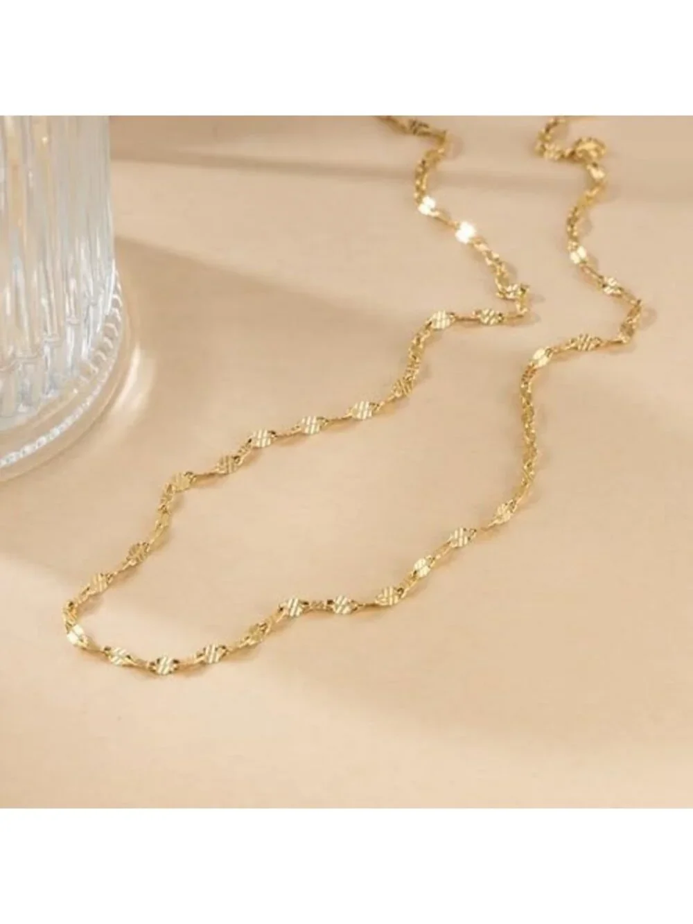 Elegant 14K Gold Thin Mirror Chain Necklace for Women - 2.1mm Dainty Jewelry